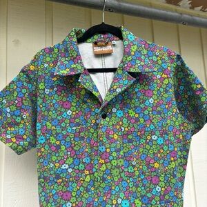 Big Bud Floral Jumpsuit Coveralls - Green Multi - L